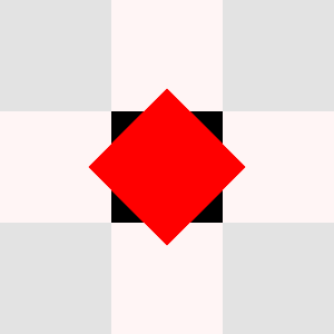 The same image but with the red square rotated 45 degrees